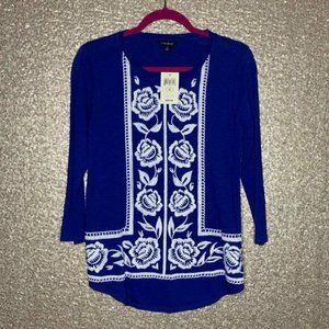 Lucky Brand Womens Sz S Royal Blue Boho Top New